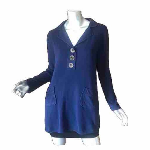 Soft Surroundings Tops - Soft Surroundings Dark Blue Waffle Knit Tunic Top/ Mini Dress Size Small Pockets